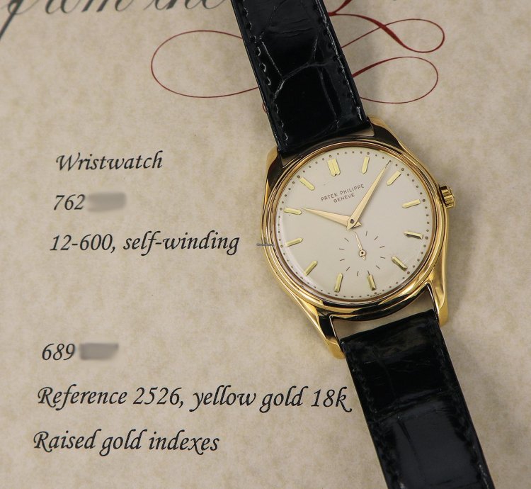 Patek Philippe Calatrava Vintage Calatrava Ref 2526 18kt Yellow Gold Mark Enamel Dial From Year 1955