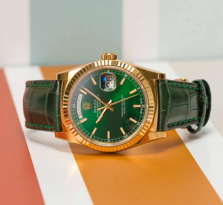 Rolex Day-date 36 President 36 Green Dial Yellow Gold 36mm 118138 - Box Papers 2015