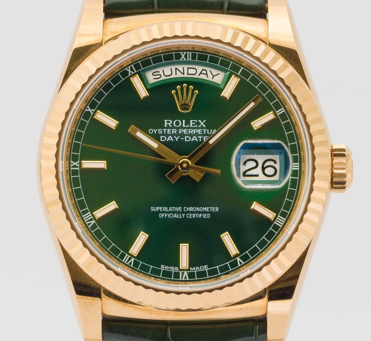 Rolex Day-date 36 President 36 Green Dial Yellow Gold 36mm 118138 - Box Papers 2015