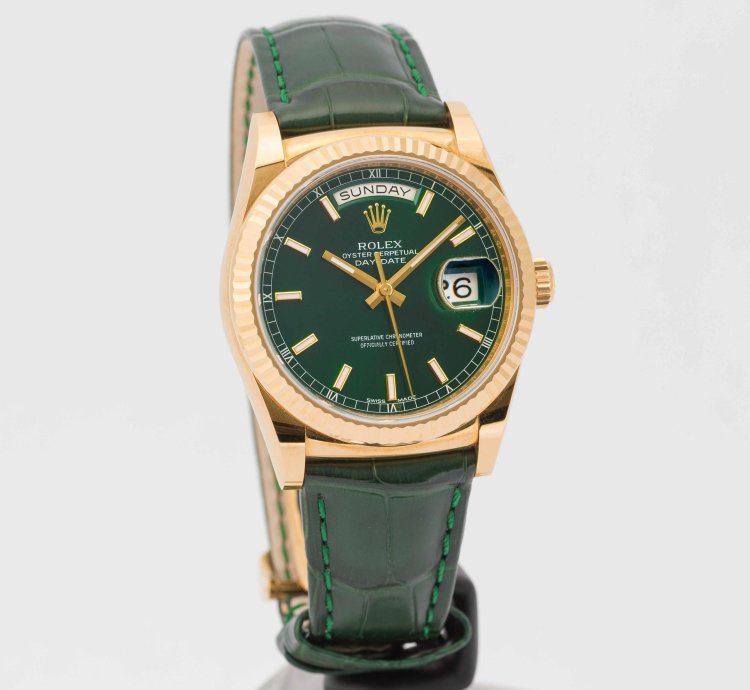 Rolex Day-date 36 President 36 Green Dial Yellow Gold 36mm 118138 - Box Papers 2015