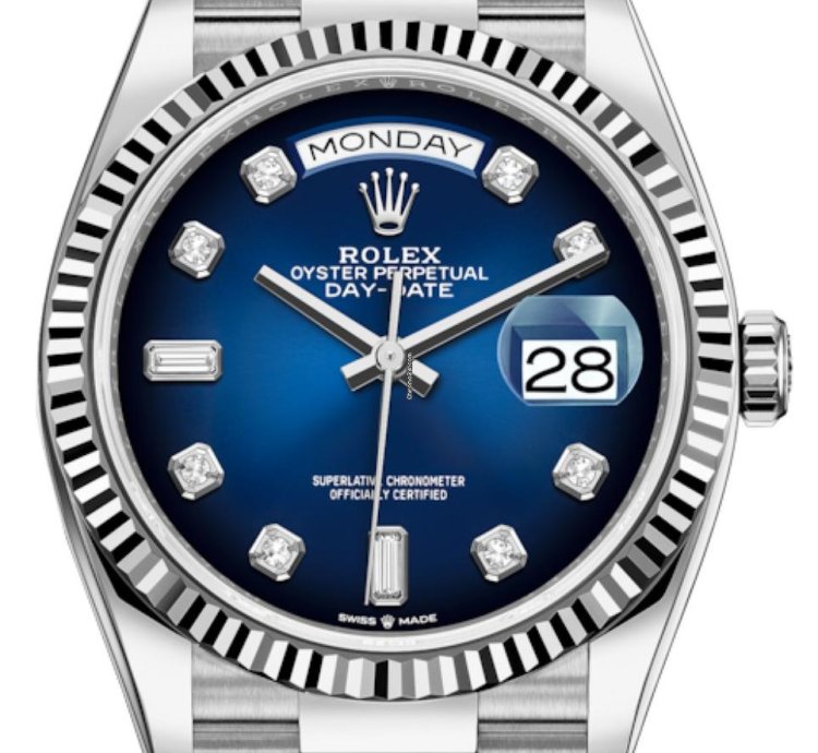 Rolex Day-date 36 President Day-date 36mm Blue Ombre Diamond Dial White Gold 2023