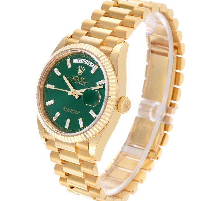 Rolex Day-date 36 President Day-date Yellow Gold Green Diamond Dial Mens Watch 128238 Unworn 2024
