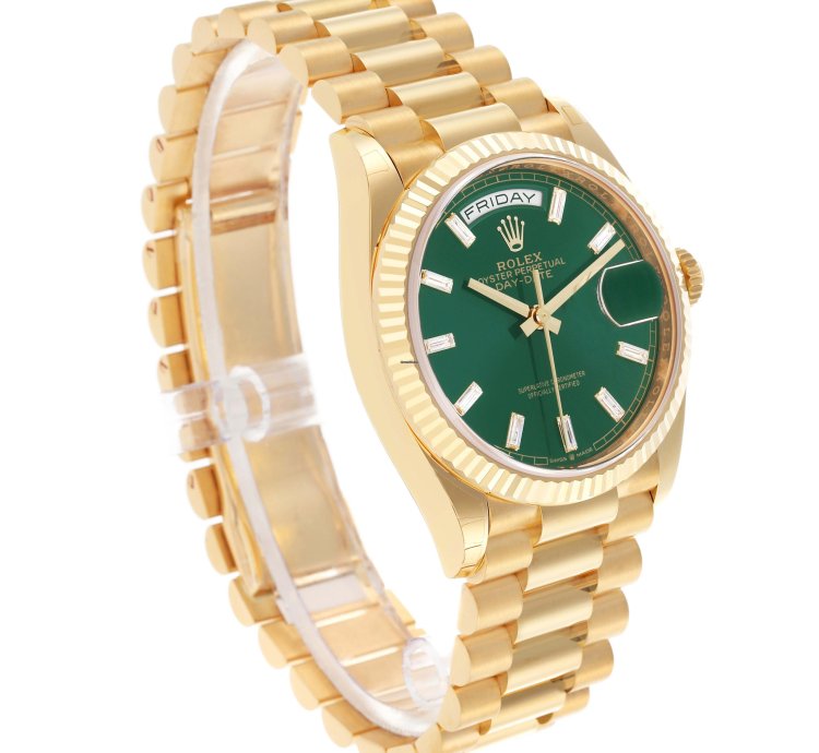 Rolex Day-date 36 President Day-date Yellow Gold Green Diamond Dial Mens Watch 128238 Unworn 2024