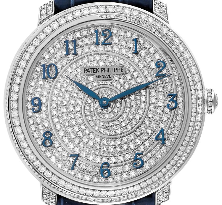 Patek Philippe Calatrava White Gold Blue Dial Diamond Ladies Watch 4978