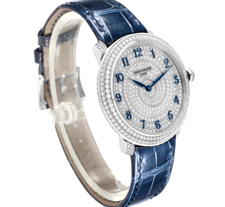 Patek Philippe Calatrava White Gold Blue Dial Diamond Ladies Watch 4978