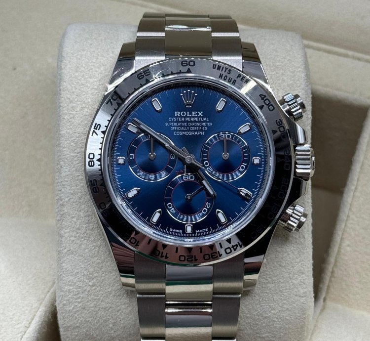 Rolex Daytona 2022 White Gold Daytona Blue Dial Unworn Box And Papers 116509