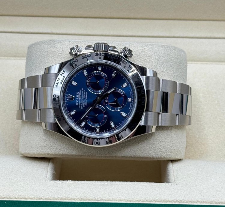 Rolex Daytona 2022 White Gold Daytona Blue Dial Unworn Box And Papers 116509