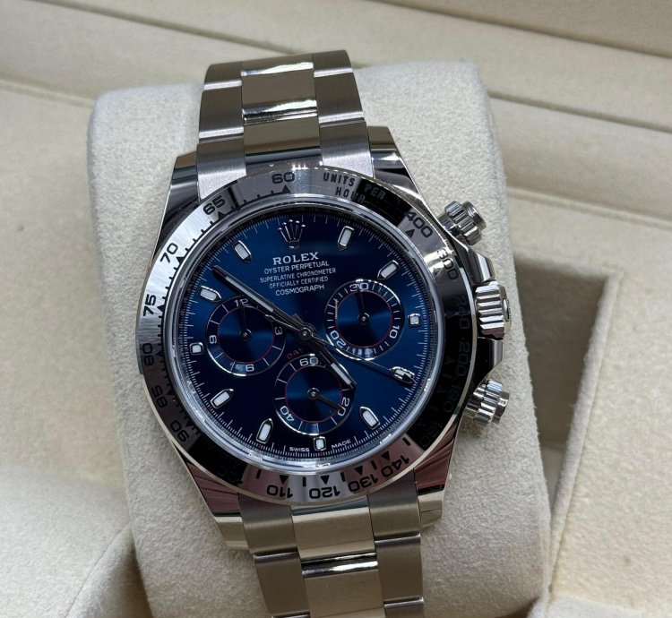 Rolex Daytona 2022 White Gold Daytona Blue Dial Unworn Box And Papers 116509