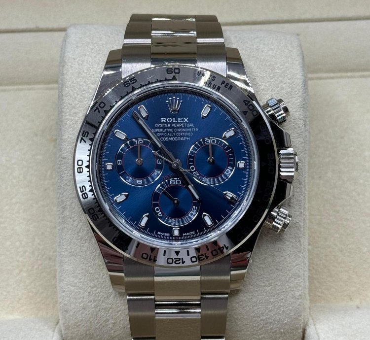 Rolex Daytona 2022 White Gold Daytona Blue Dial Unworn Box And Papers 116509