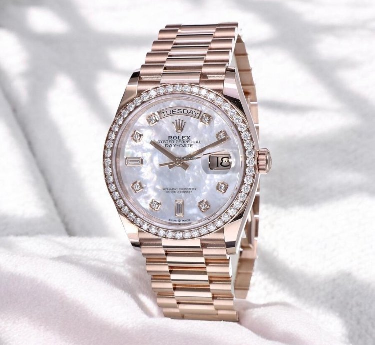 Rolex Day-date 36 President Rose Gold Pearl Dial Diamonds 36 Mm Unworn 2022