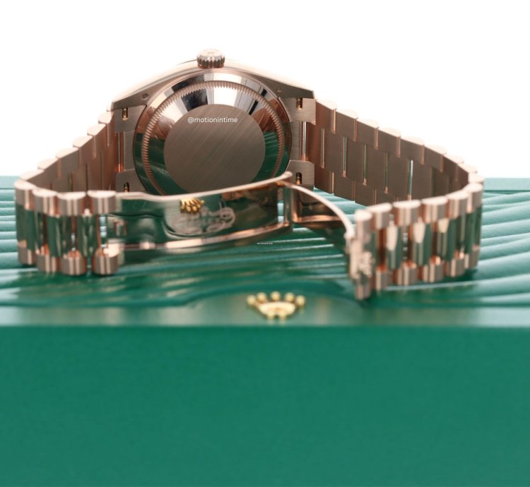 Rolex Day-date 36 President Rose Gold Slate Diamond Baguette Dial 128235 18kt Everose Gold