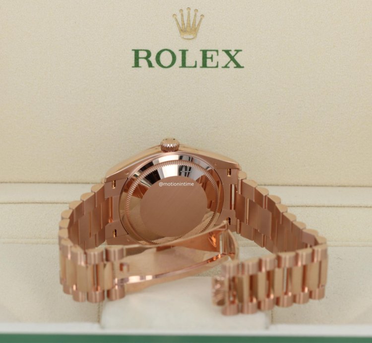 Rolex Day-date 36 President Rose Gold Slate Diamond Baguette Dial 128235 18kt Everose Gold