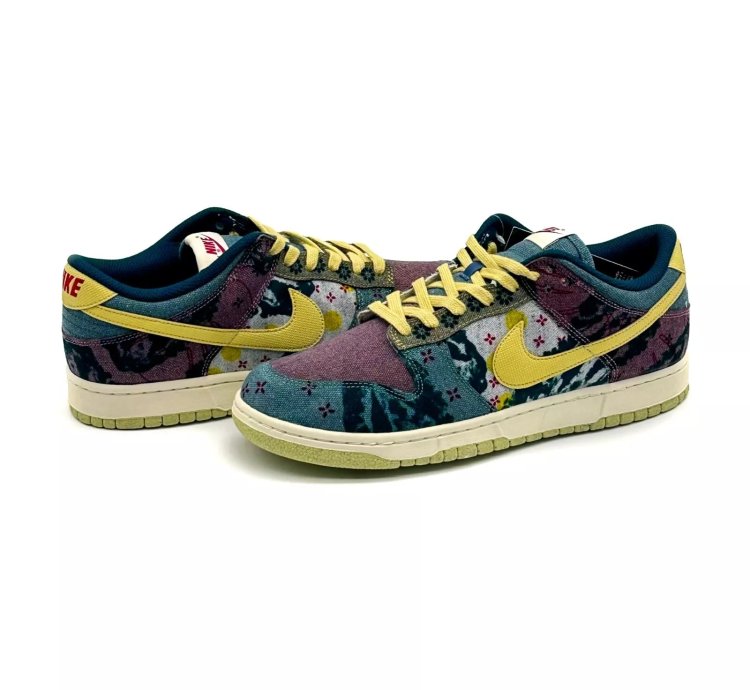 Cz9747-900 Nike Dunk Low Community Garden Midnight Turquoise Cardinal Red Lemon