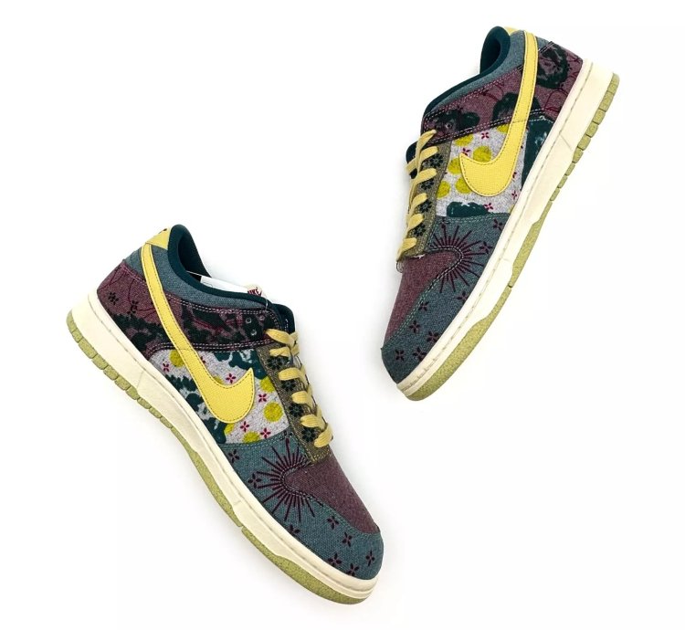 Cz9747-900 Nike Dunk Low Community Garden Midnight Turquoise Cardinal Red Lemon
