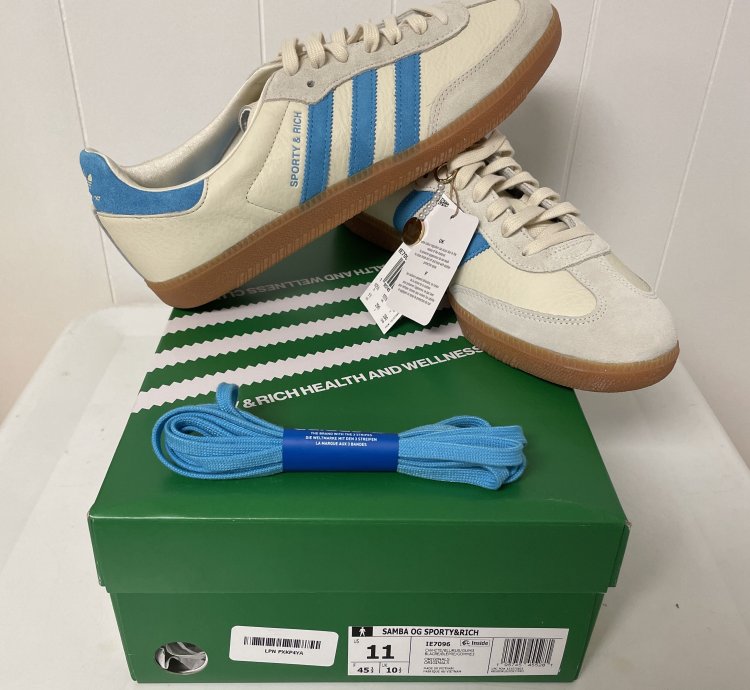 Adidas Samba Og Sporty Rich Cream Blue ie7096 Size 11