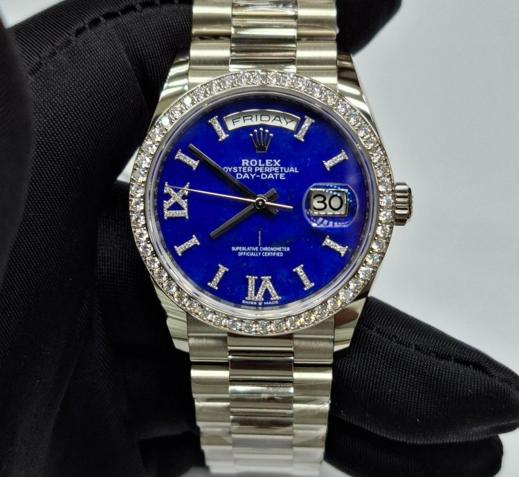 Rolex Day-date 36 Rare Lapis Diamond Dial With Diamond Bezel