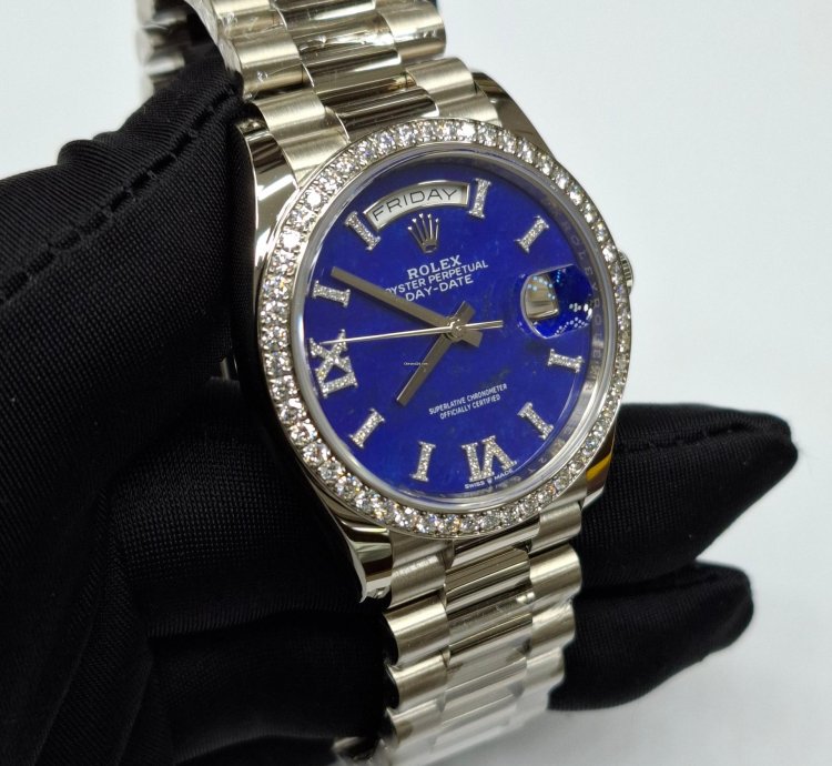 Rolex Day-date 36 Rare Lapis Diamond Dial With Diamond Bezel