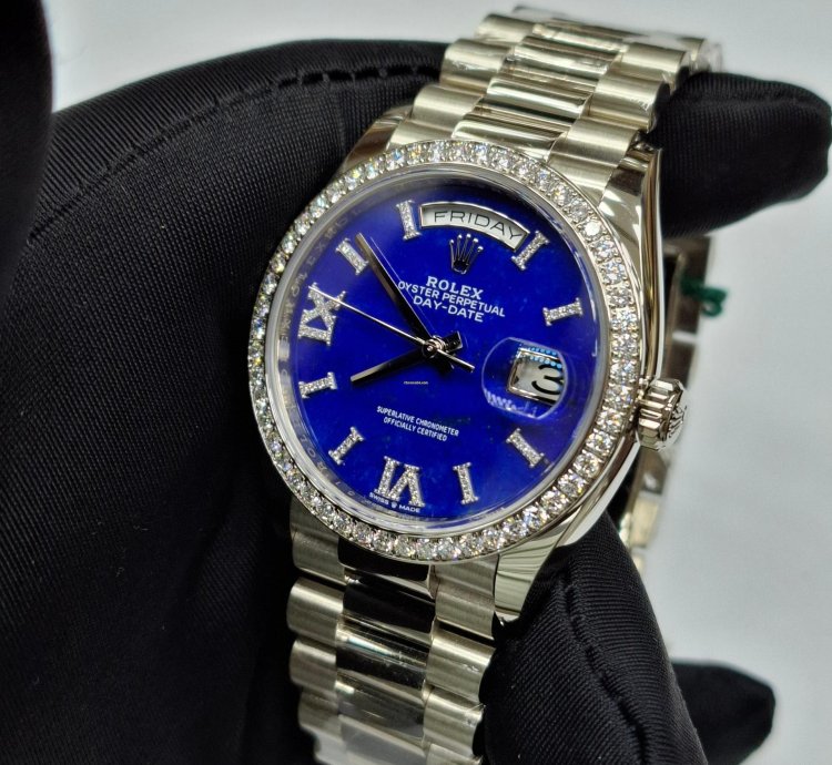 Rolex Day-date 36 Rare Lapis Diamond Dial With Diamond Bezel