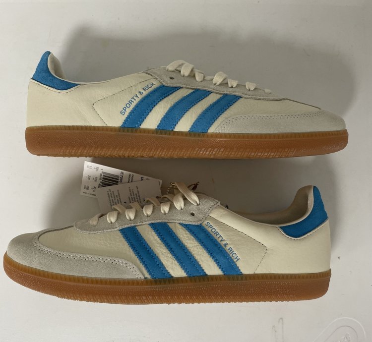 Adidas Samba Og Sporty Rich Cream Blue ie7096 Size 11