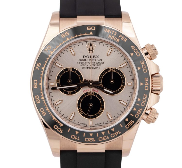 Rolex Daytona 2023 New Papers Rolex Daytona Cosmograph 18k Rose Sundust Oysterflex 126515 Box