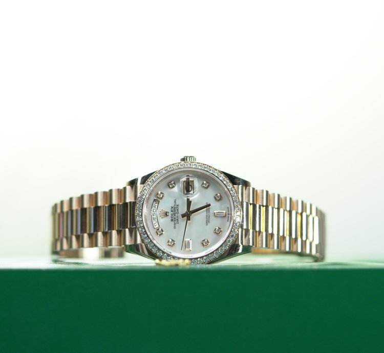 Rolex Day-date 36 Rose Gold 36mm Factory Mother Of Pearl Diamond President 128345rbr