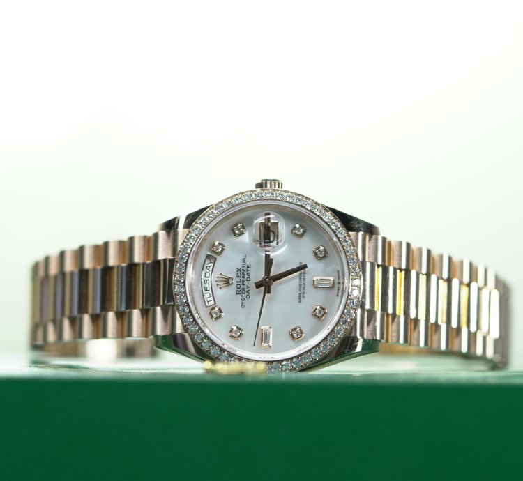 Rolex Day-date 36 Rose Gold 36mm Factory Mother Of Pearl Diamond President 128345rbr