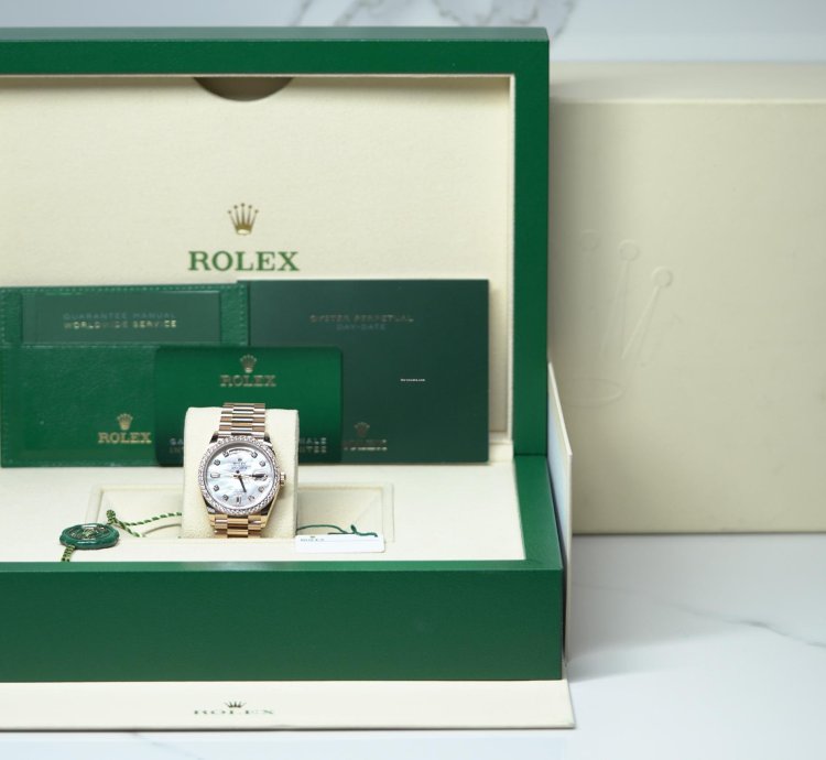 Rolex Day-date 36 Rose Gold 36mm Factory Mother Of Pearl Diamond President 128345rbr