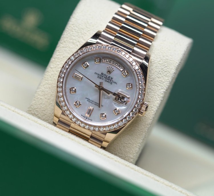 Rolex Day-date 36 Rose Gold 36mm Factory Mother Of Pearl Diamond President 128345rbr