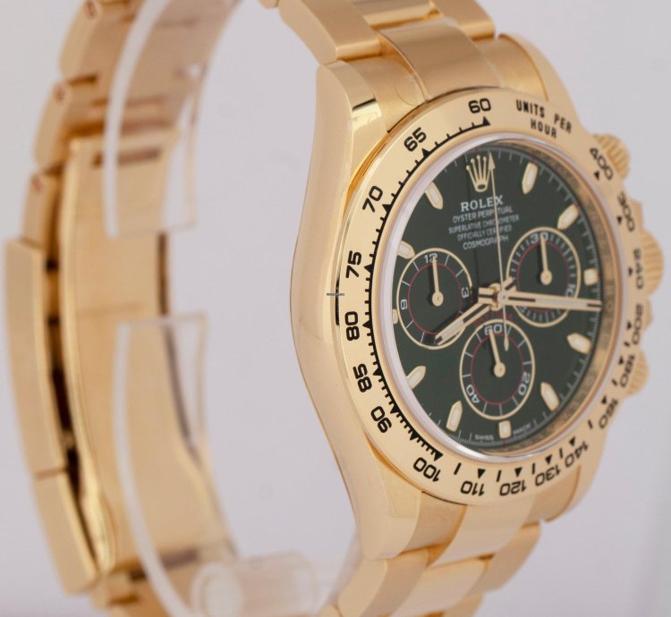 Rolex Daytona 2023 New Papers Rolex Daytona Cosmograph Green 40mm 18k Yellow Watch 116508 Box