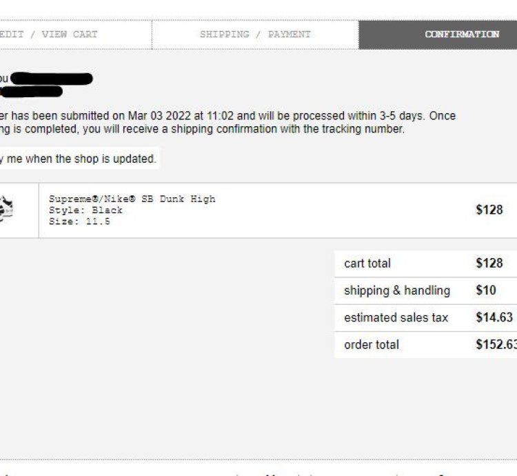 Supreme Nike Dunk High Black White