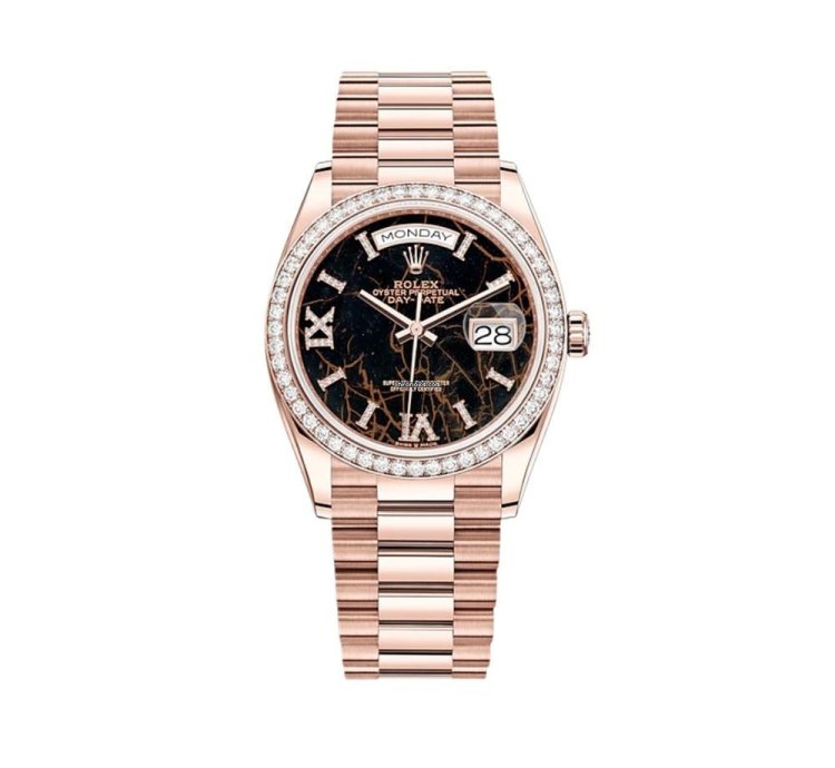 Rolex Day-date 36 Rose Gold Diamond Bezel Eisenkiesel Diamond Dial