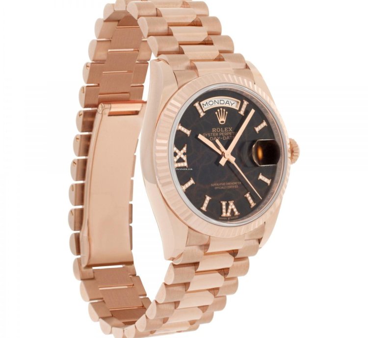 Rolex Day-date 36 Rose Gold Diamond Bezel Eisenkiesel Diamond Dial