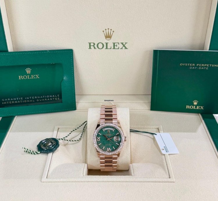 Rolex Day-date 36 Rose Gold Green Aventurine Diamond Bezel 2025