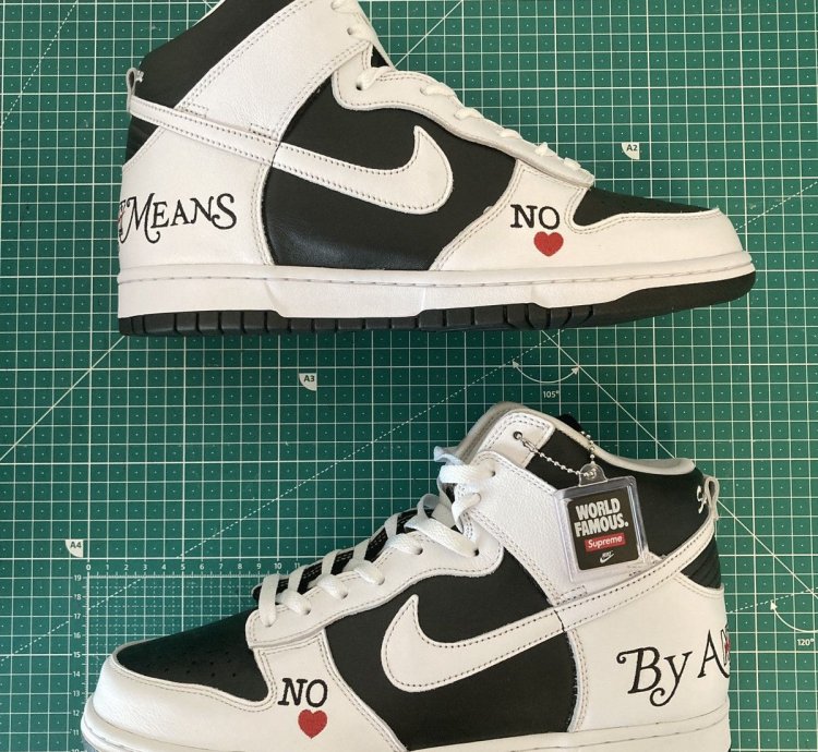 Supreme Nike Dunk High By Any Means New White Us 10 5