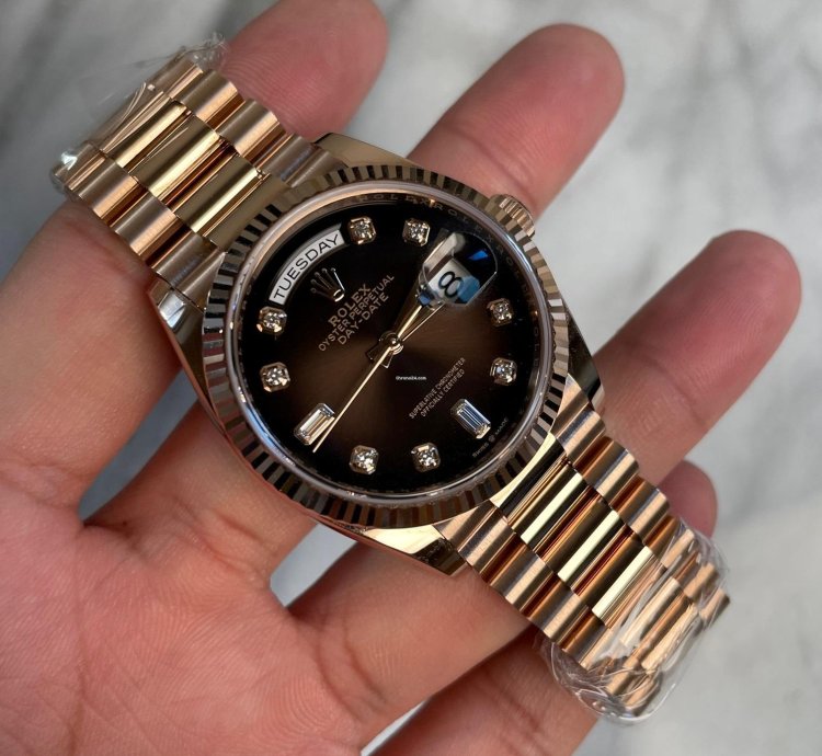 Rolex Day-date 36 Rose Gold President Chocolate Diamonds