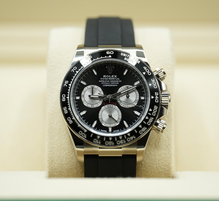 Rolex Daytona 2023 White Gold Daytona Oysterflex Black Dial New Release Box Papers 126519ln