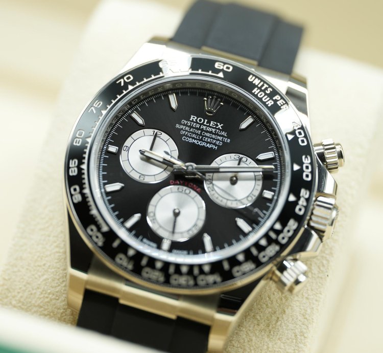 Rolex Daytona 2023 White Gold Daytona Oysterflex Black Dial New Release Box Papers 126519ln