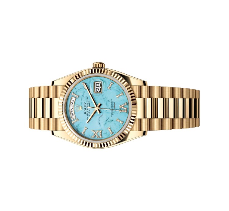 Rolex Day-date 36 Turqoise Roman Diamond Dial 128238 Unworn Full Set