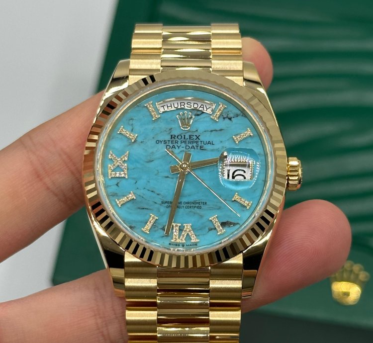 Rolex Day-date 36 Turquoise Diamond Dial Yellow Gold President