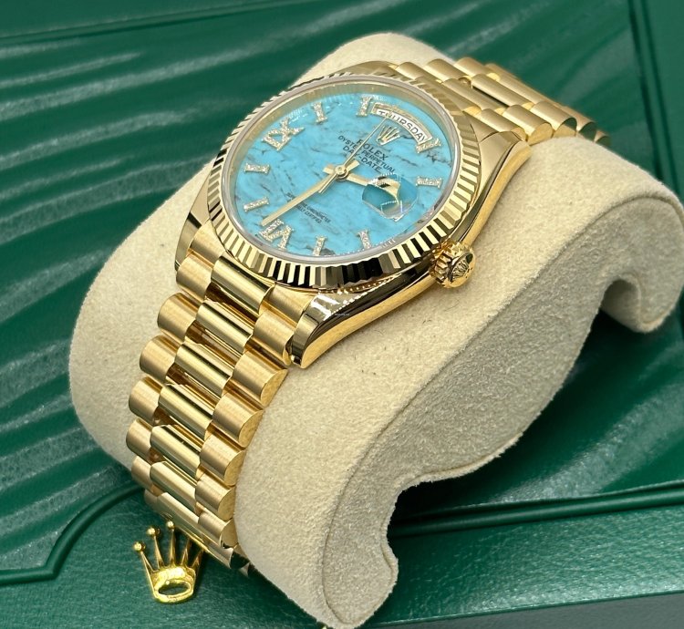 Rolex Day-date 36 Turquoise Diamond Dial Yellow Gold President