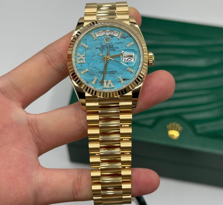 Rolex Day-date 36 Turquoise Diamond Dial Yellow Gold President