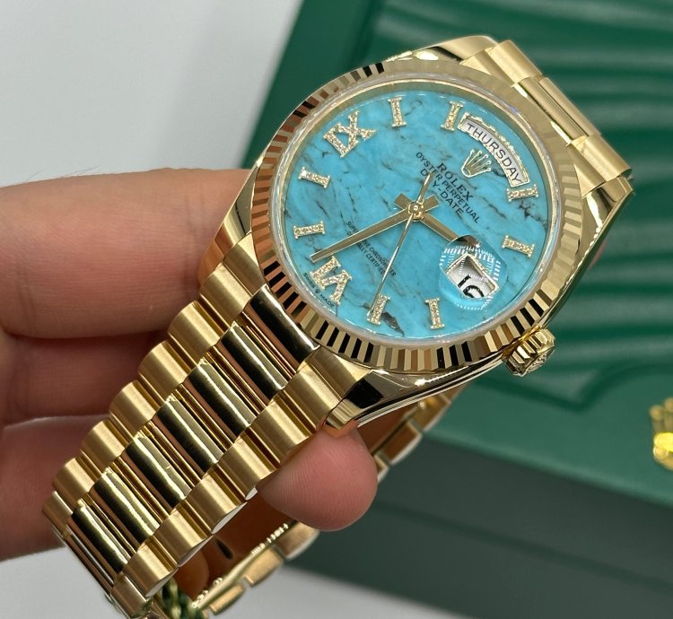 Rolex Day-date 36 Turquoise Diamond Dial Yellow Gold President