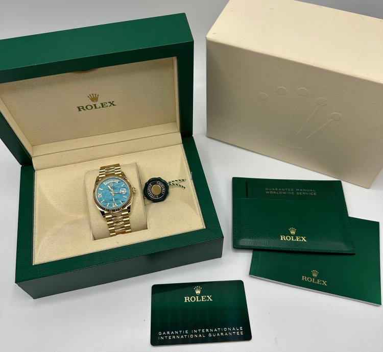 Rolex Day-date 36 Turquoise Diamond Dial Yellow Gold President