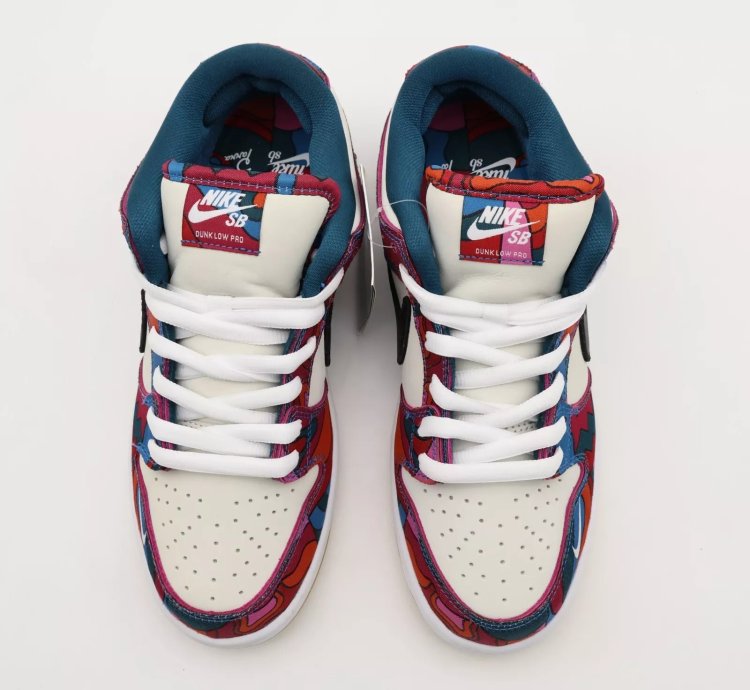 Dh7695-600 Nike Sb Dunk Low Pro Parra Abstract Art Fire Pink Gym Red Mocha Blue