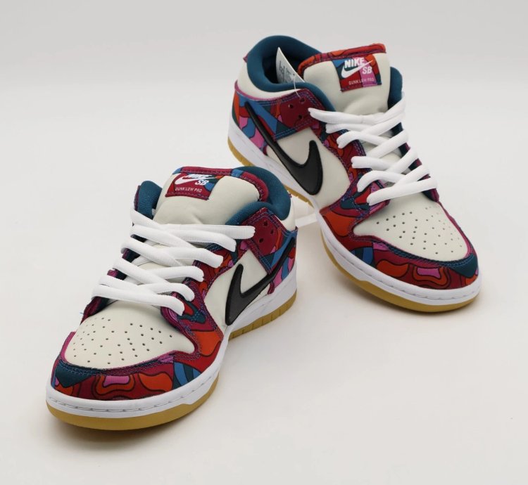 Dh7695-600 Nike Sb Dunk Low Pro Parra Abstract Art Fire Pink Gym Red Mocha Blue