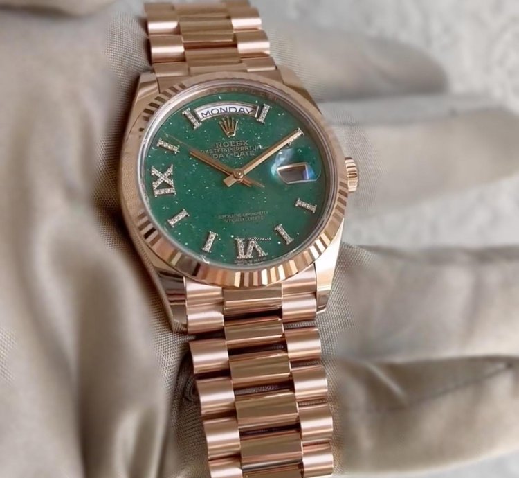 Rolex Day-date 36 Unworn 128235 Day-date 36mm Green Aventurine Diamond Roman 9 Dial President Bracelet