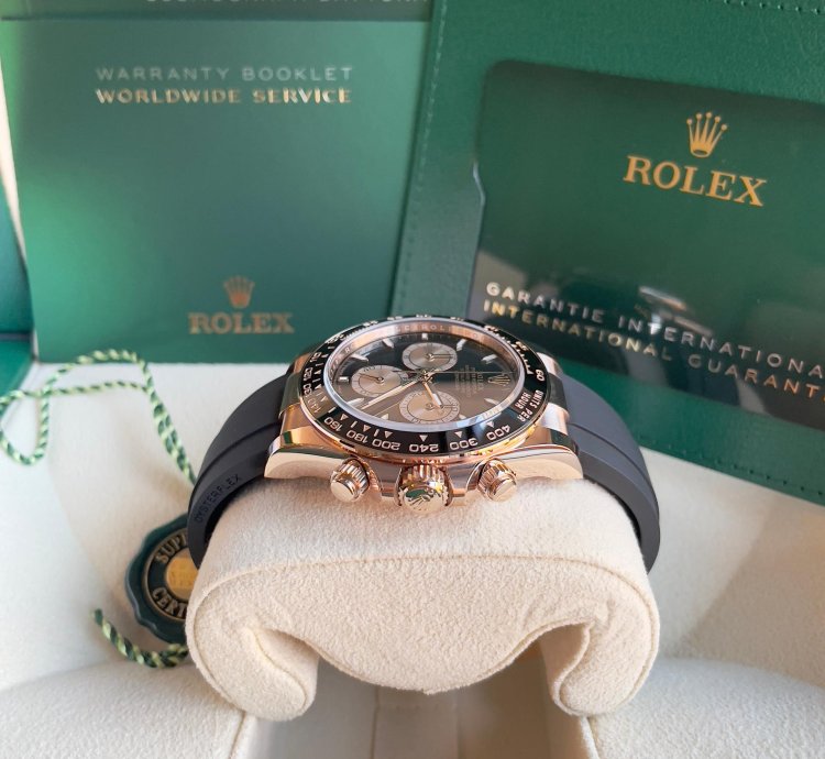 Rolex Daytona 2024 Daytona 126515ln Oysterflex Rose Gold Black Silver Dial