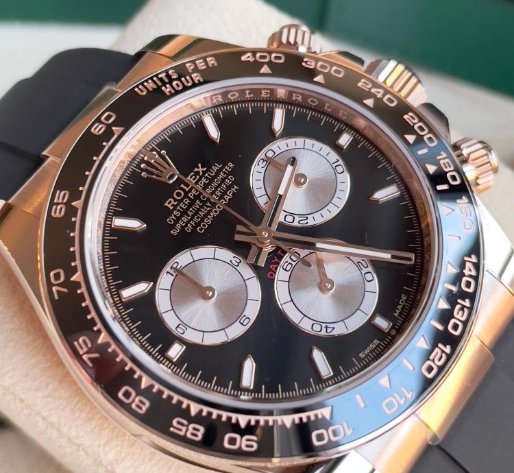 Rolex Daytona 2024 Daytona 126515ln Oysterflex Rose Gold Black Silver Dial