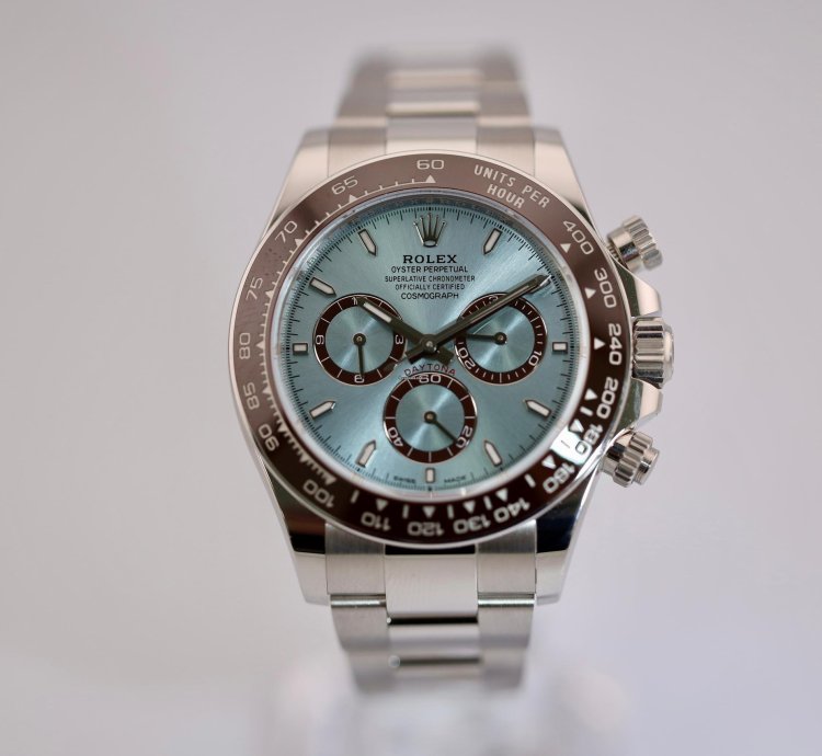Rolex Daytona 2024 Daytona Platinum Ice Blue Baton Open Case Back 126506
