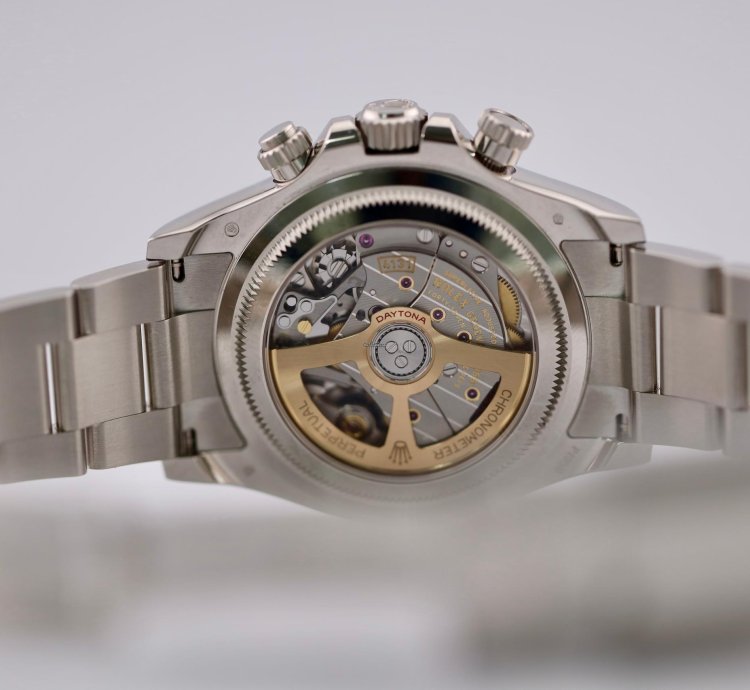 Rolex Daytona 2024 Daytona Platinum Ice Blue Baton Open Case Back 126506